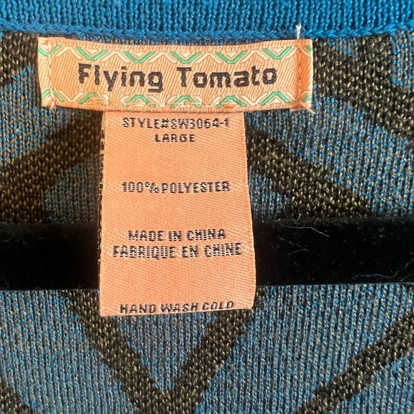 Flying Tomato Women's Blue  Round Neck Short Sleeve Knee Length Dress  Large - Picture 2 of 5